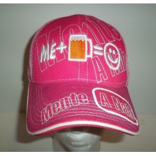 Hombrete A Nah Snapback Mesh Hat Cap Pink White Me + Beer = Happy Smiley Face Rare  eb-93583873
